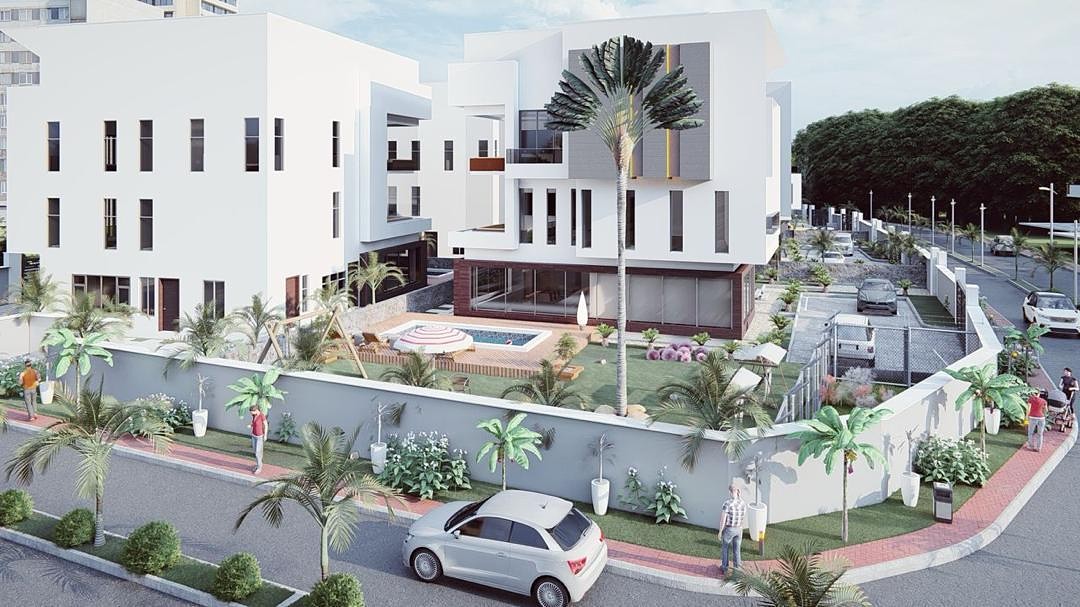 Artist's impression of a white 5 bedroom detached smart home in Asokoro, Abuja