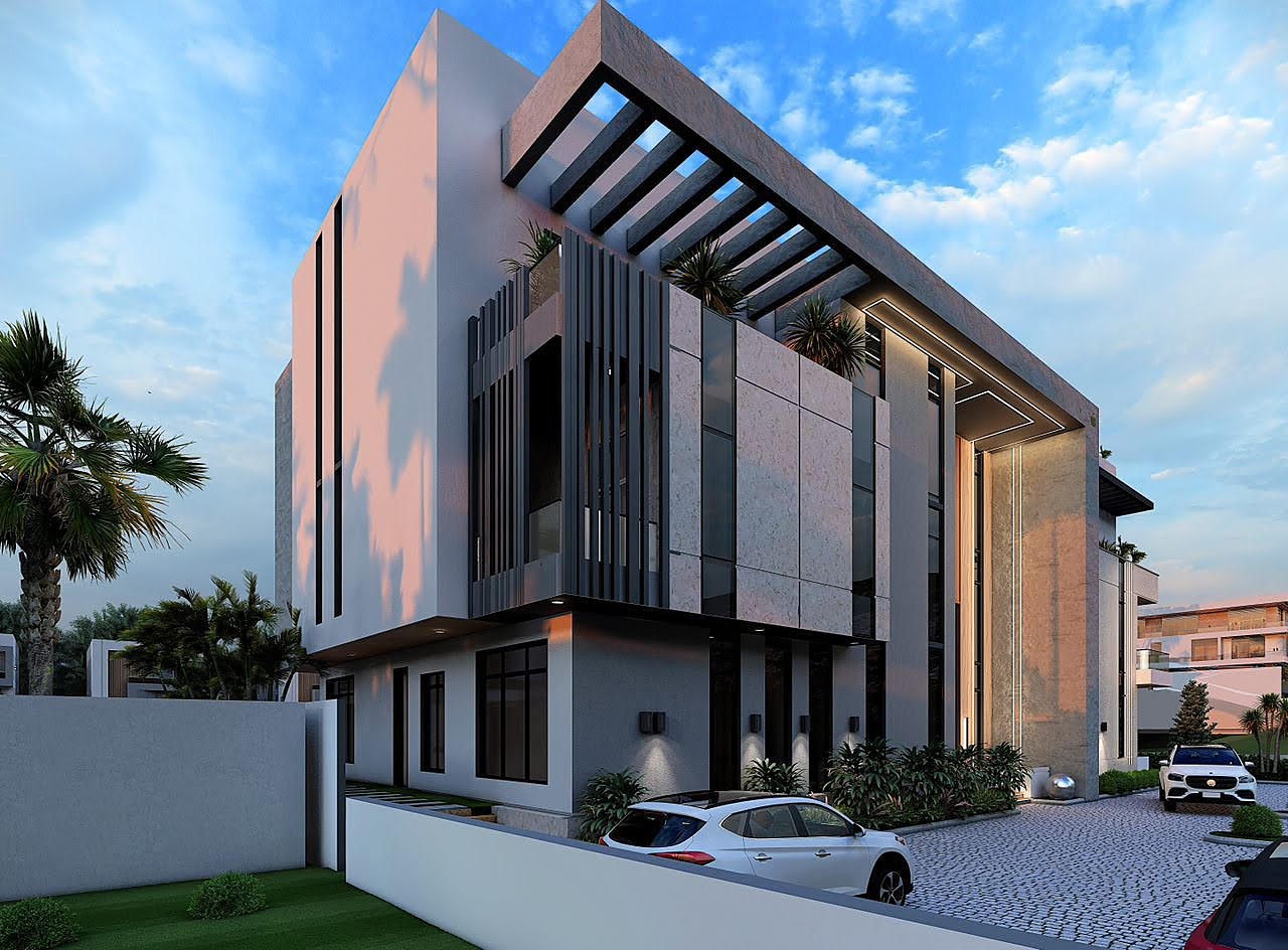 Artist's impression of a stone-clad 8 bedroom mansion in Asokoro, Abuja