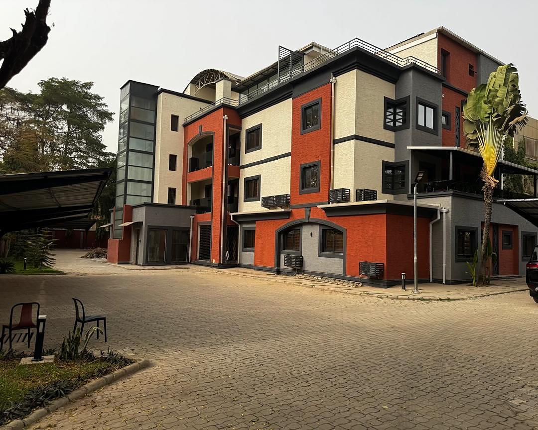 Red and grey luxury apartment complex in Wuse II, Abuja